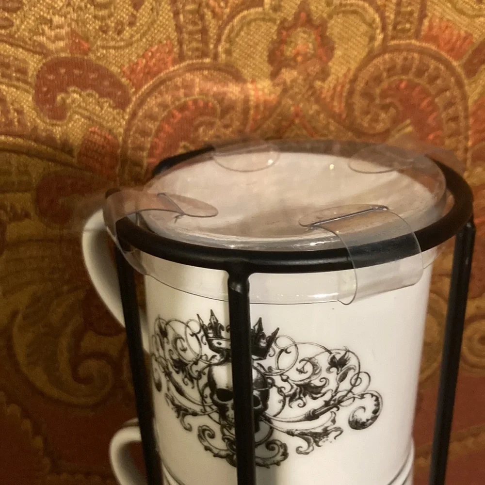 Grace Teaware fine porcelain skull with crown mini mug set. nwot - Picture 3 of 7